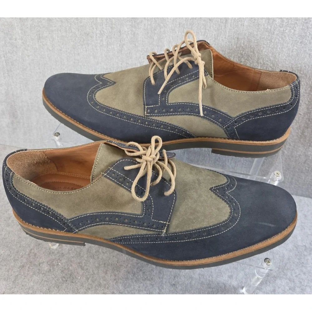 GH Bass Freddy Leather Upper Wingtip Dress Shoes Mens 13M Blue Multi Preppy Work